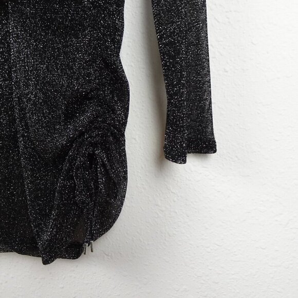 Calvin Klein Sparkle Top Women's Plus Size 2X Black Diamond Dust Sheer Sleeves - Picture 5 of 9